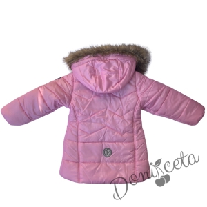 Winter  jacket in ruspberry colour with a hood