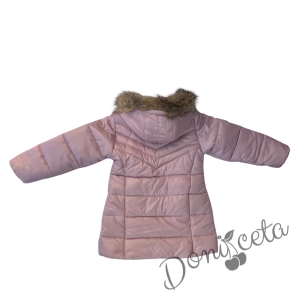 Winter  jacket in ruspberry colour with a hood