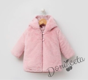 Winter  jacket in ruspberry colour with a hood