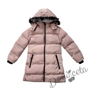 Winter  jacket in ruspberry colour with a hood